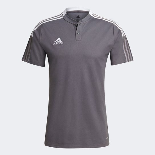 Camisa Polo Adidas Tiro 21 Masculina - Cinza Menor preço em Camisa Polo Adidas Tiro 21 Masculina - Cinza