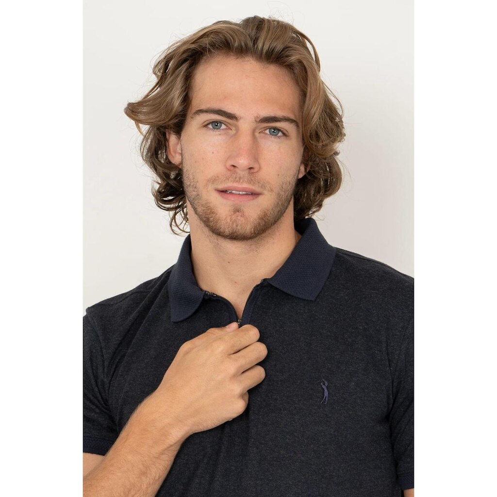 Camisa Polo Aleatory com Zíper Mônaco Marinho