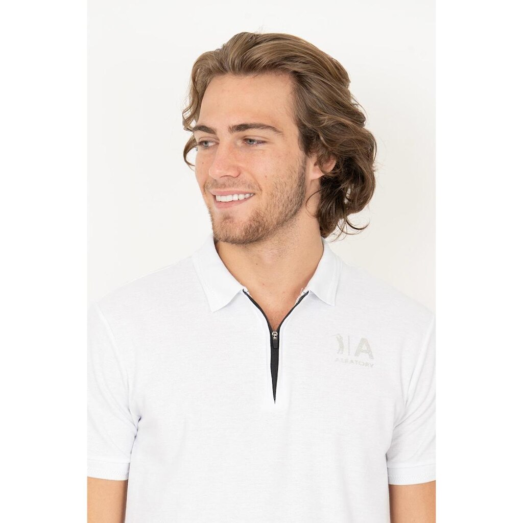 Camisa Polo Aleatory com Zíper Promote Branco