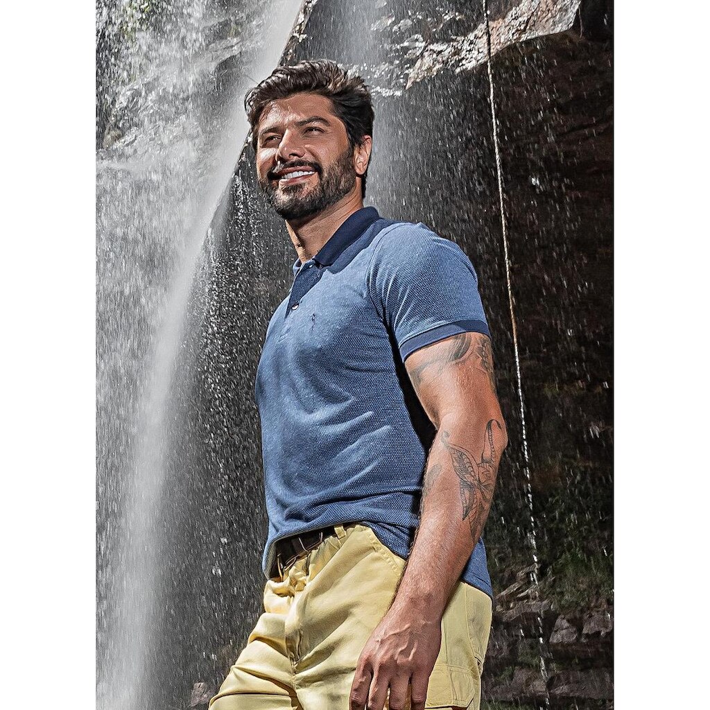 Camisa Polo Aleatory Dots Marinho