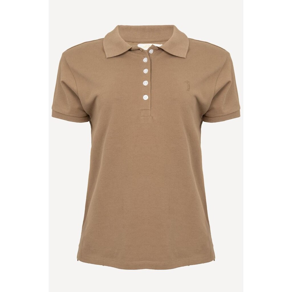 Camisa Polo Aleatory Feminina Lisa Bege Escuro