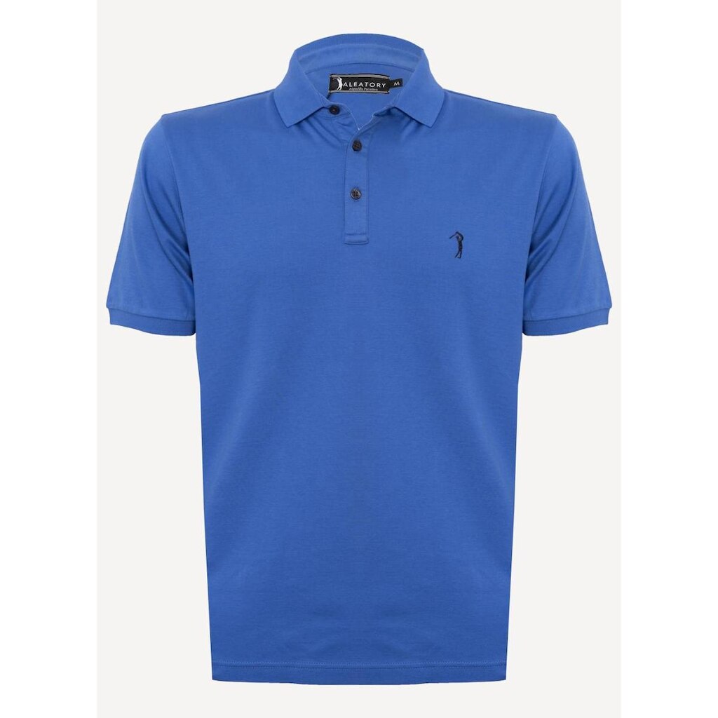 Camisa Polo Aleatory Lisa Algodão Pima Azul Royal