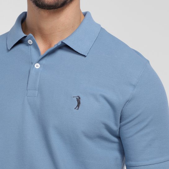 Camisa Polo Aleatory Piquet Masculina - Azul