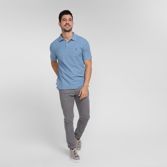 Camisa Polo Aleatory Piquet Masculina - Azul