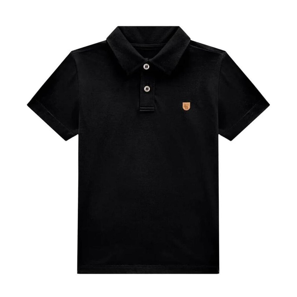 CAMISA POLO ALGODÃO INFANTIL PRETO LUC.BOO