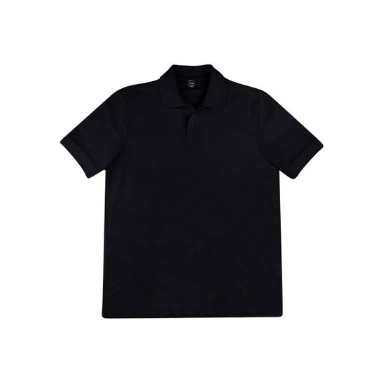 Camisa Polo Básica Em Malha Piquet Masculina - Preto Menor preço em Camisa Polo Básica Em Malha Piquet Masculina - Preto