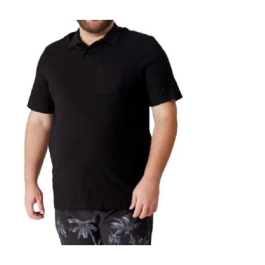 Camisa Polo Básica Masculina Plus Size Malwee - Preto Menor preço em Camisa Polo Básica Masculina Plus Size Malwee - Preto