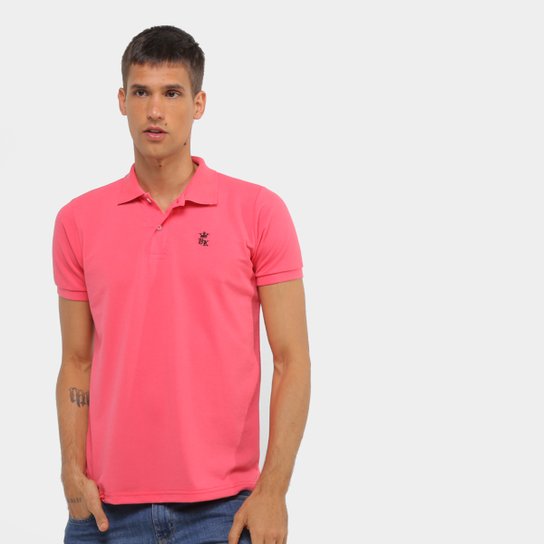 Camisa Polo Black Knight Básico Logo Bordado Piquet Masculina - Salmão Menor preço em Camisa Polo Black Knight Básico Logo Bordado Piquet Masculina - Salmão