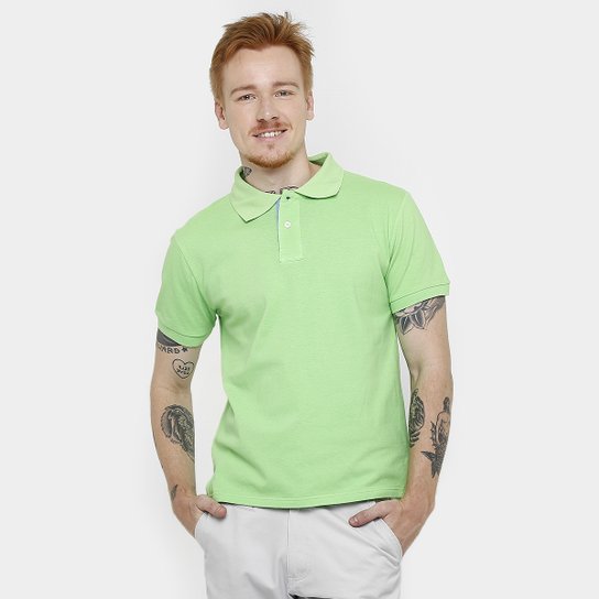 Camisa Polo Blue Bay Piquet Básica - Verde claro