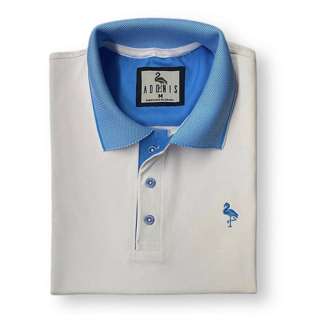 Camisa Polo Branca Azul