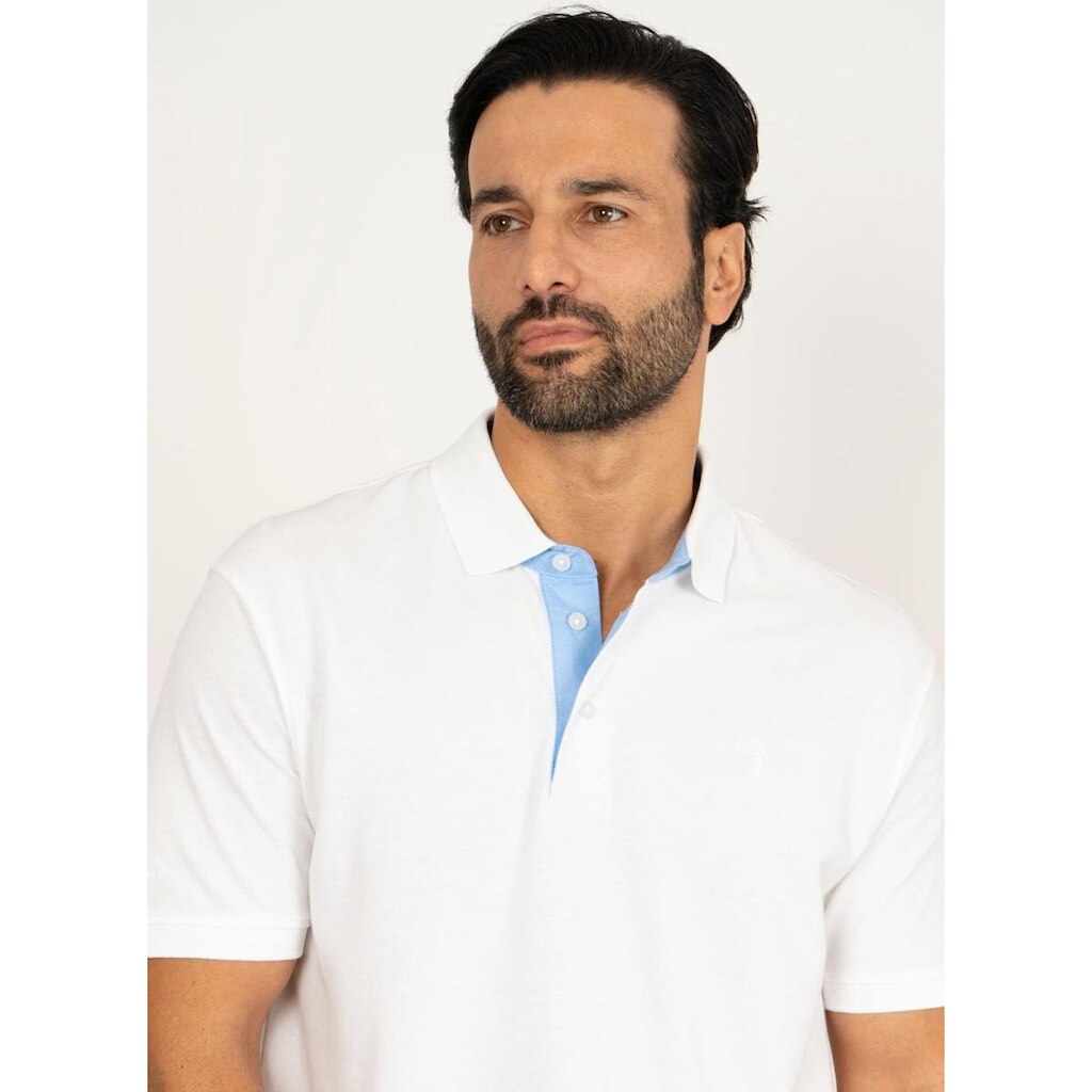 Camisa Polo Branca Lisa Aleatory com Logo Branco-B
