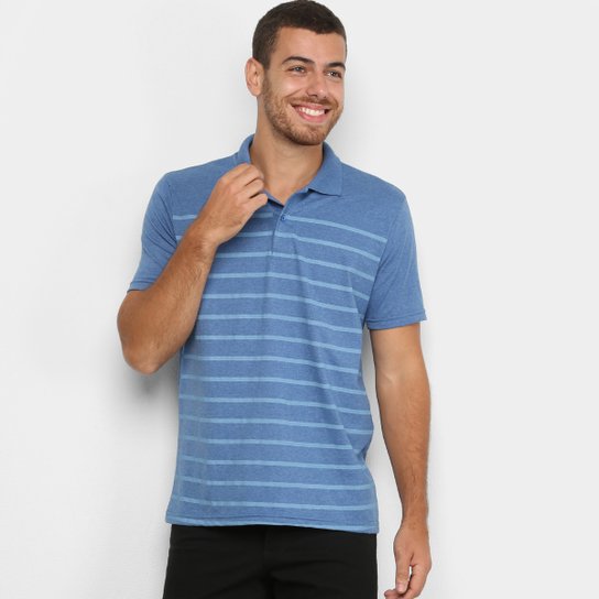 Camisa Polo Burn Listrada Masculina - Marinho