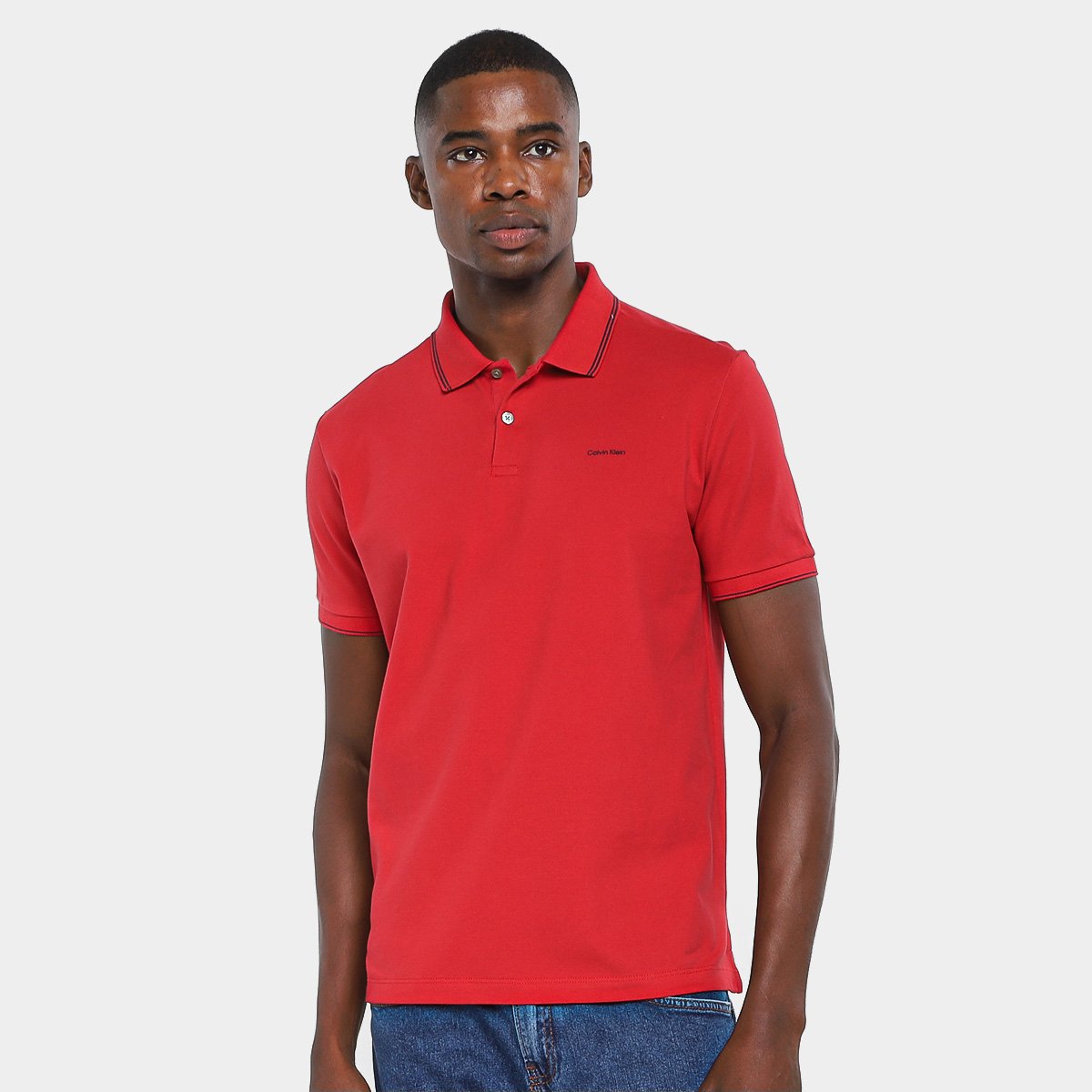 Camisa Polo Calvin Klein com Friso Masculina Menor preço em Camisa Polo Calvin Klein com Friso Masculina