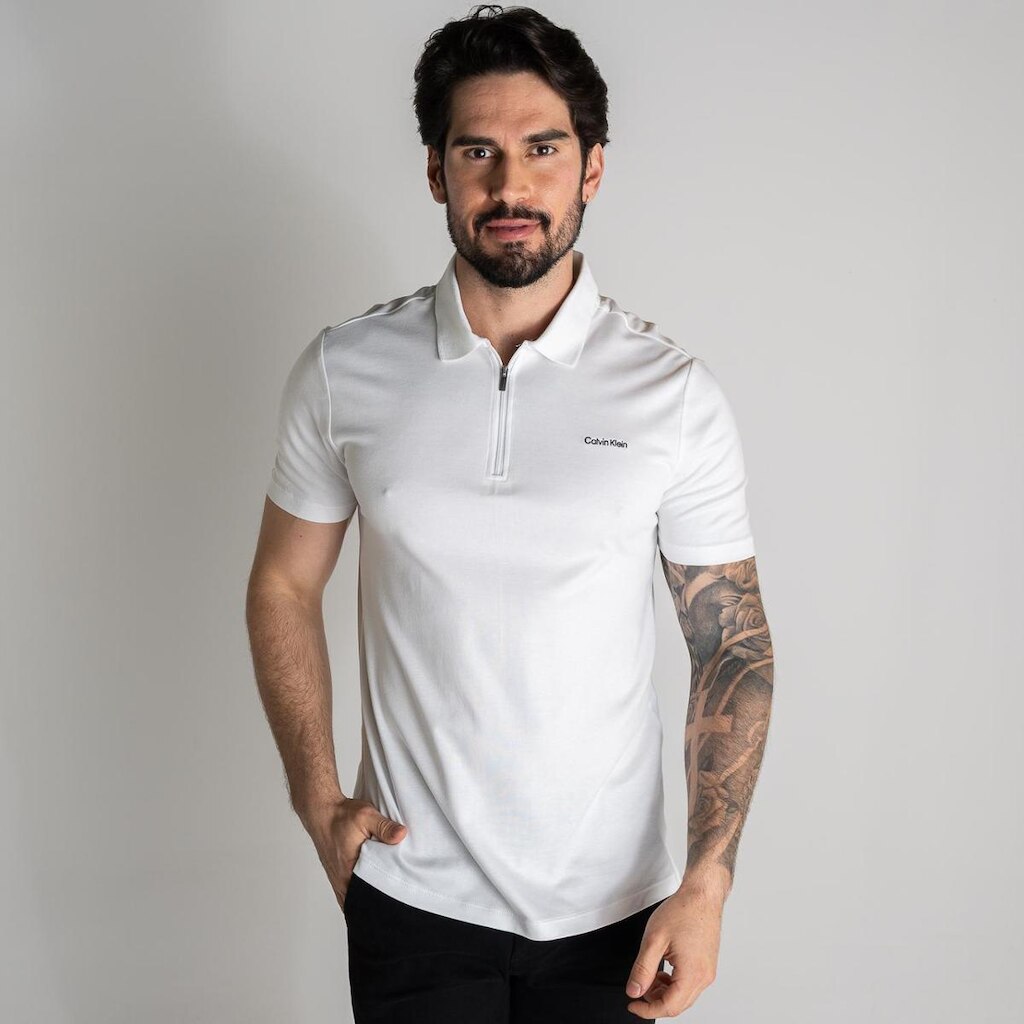 Camisa Polo Calvin Klein Liquid Touch Branca