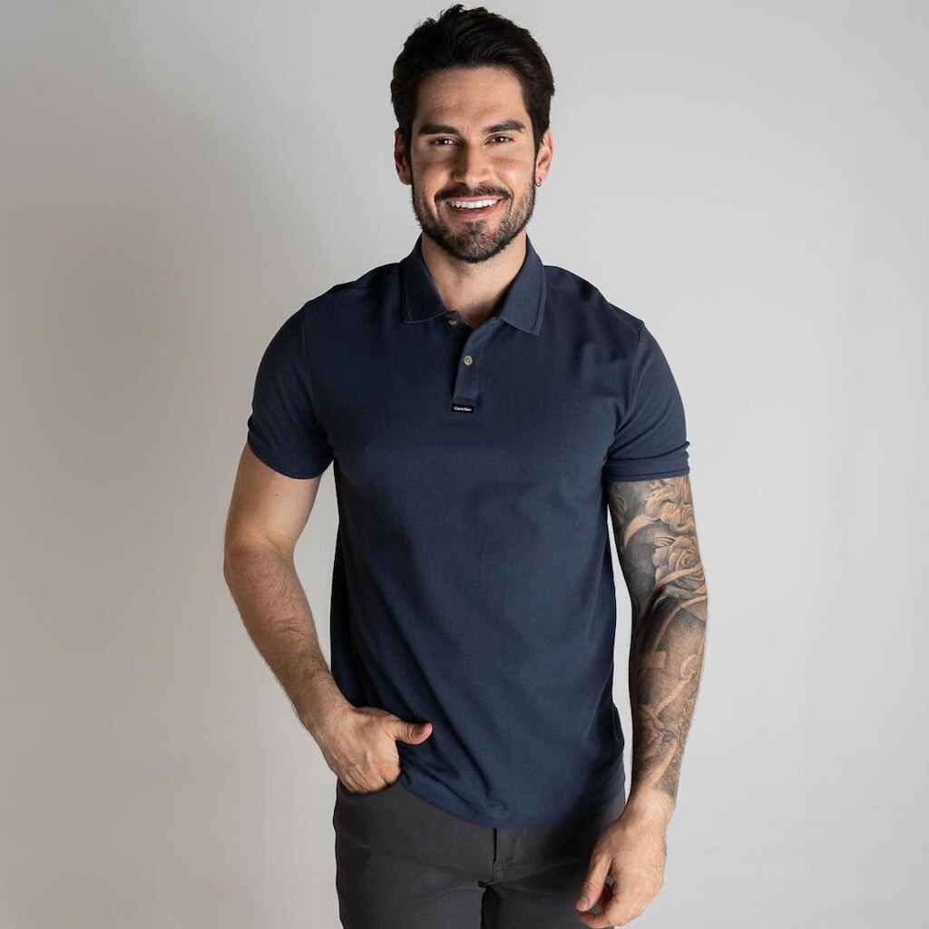 Camisa Polo Calvin Klein Premium Azul Marinho