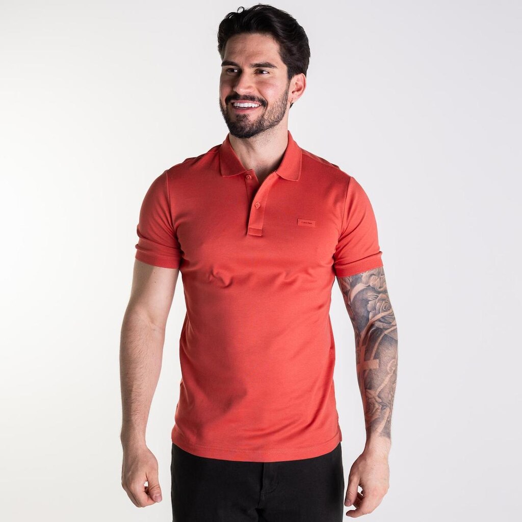Camisa Polo Calvin Klein Smooth Cotton Vermelho