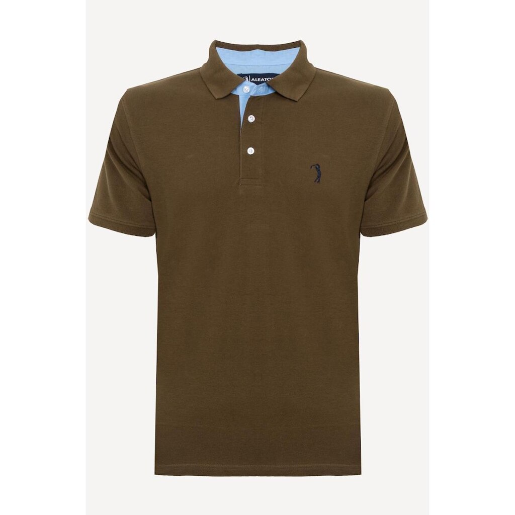 Camisa Polo Castanha Lisa Aleatory