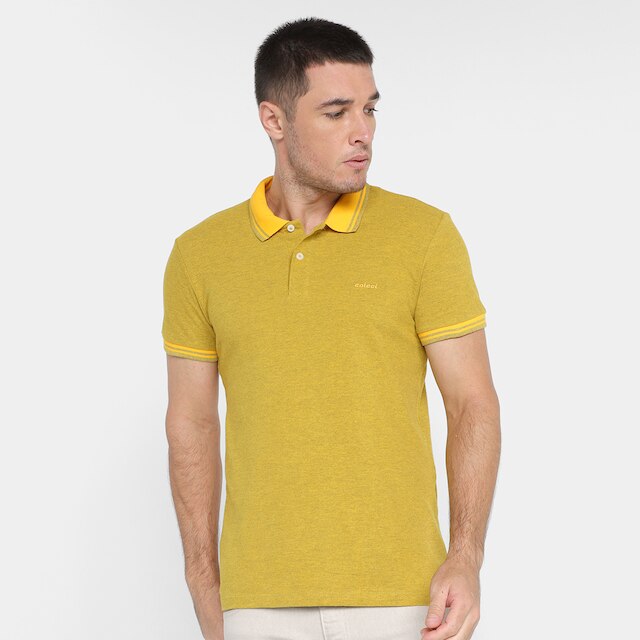 Menor preço em Camisa Polo Colcci Casual Manga Curta Masculina - Amarelo