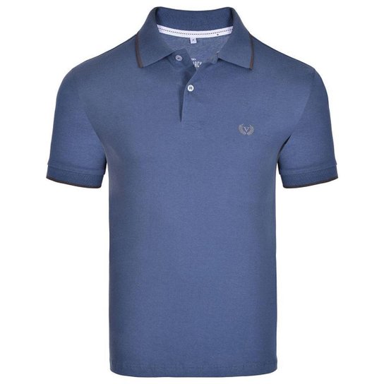 Camisa Polo com Bolso Vilejack Meia Malha Algodão - Azul Menor preço em Camisa Polo com Bolso Vilejack Meia Malha Algodão - Azul
