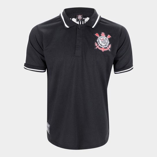 Camisa Polo Corinthians Peters Masculina - Preto Menor preço em Camisa Polo Corinthians Peters Masculina - Preto