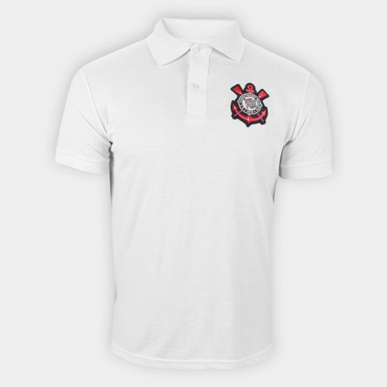 Camisa Polo Corinthians Piquet Masculina - Branco