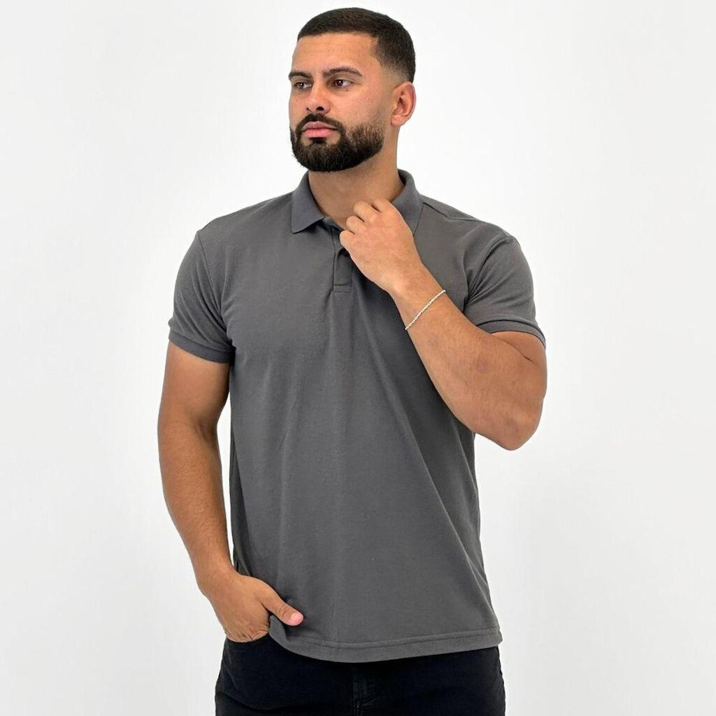 Camisa Polo Dixie Básica com Botão Manga Curta Dixie