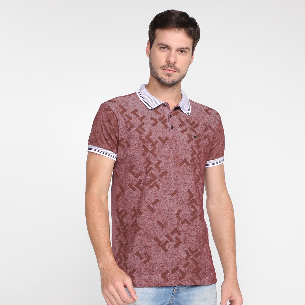 blusa polo estampada