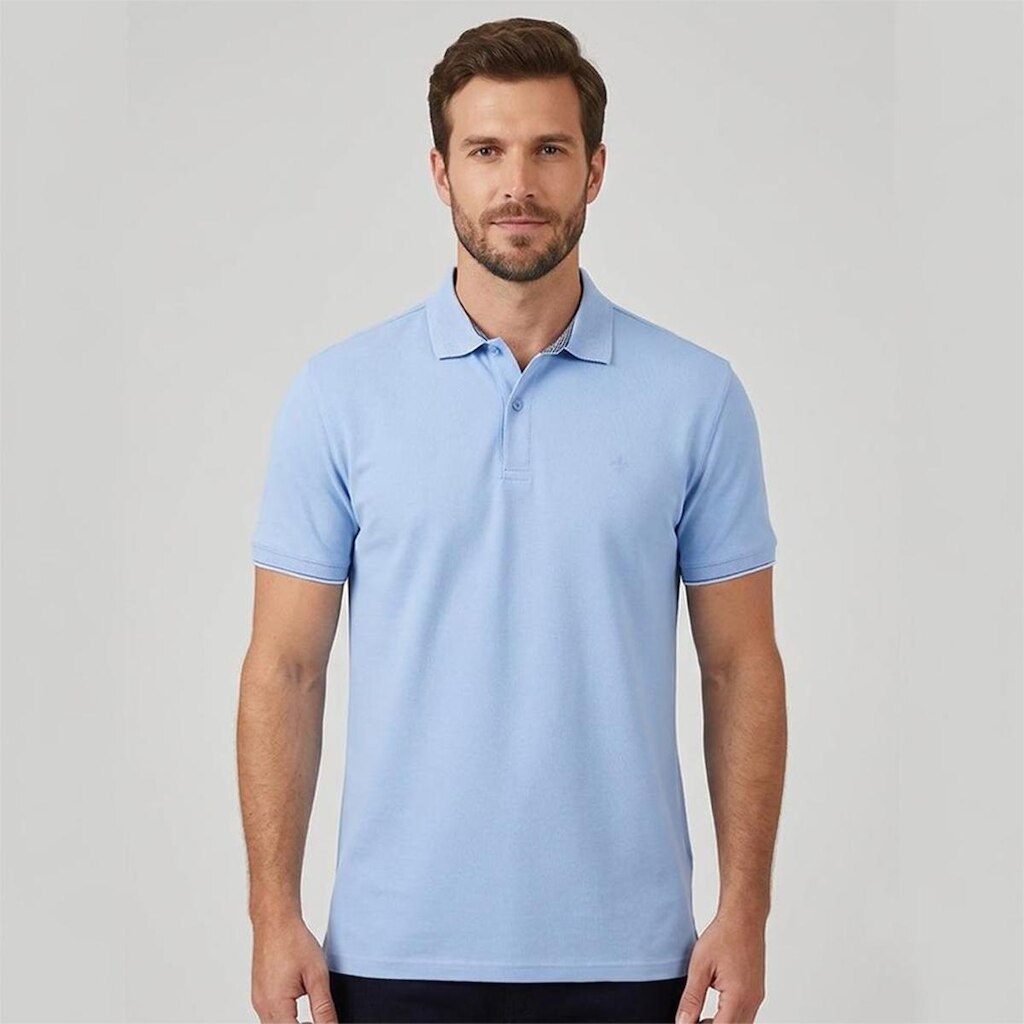 Camisa Polo Dudalina Jacquard Pontos Masculino