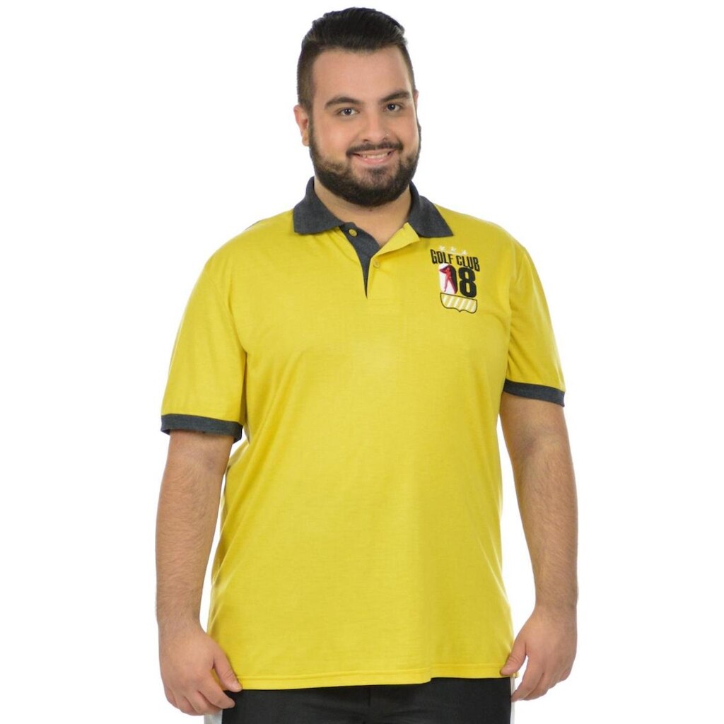 Camisa polo eficiente plus size fenomenal(sem elasticidade) Mostarda 52