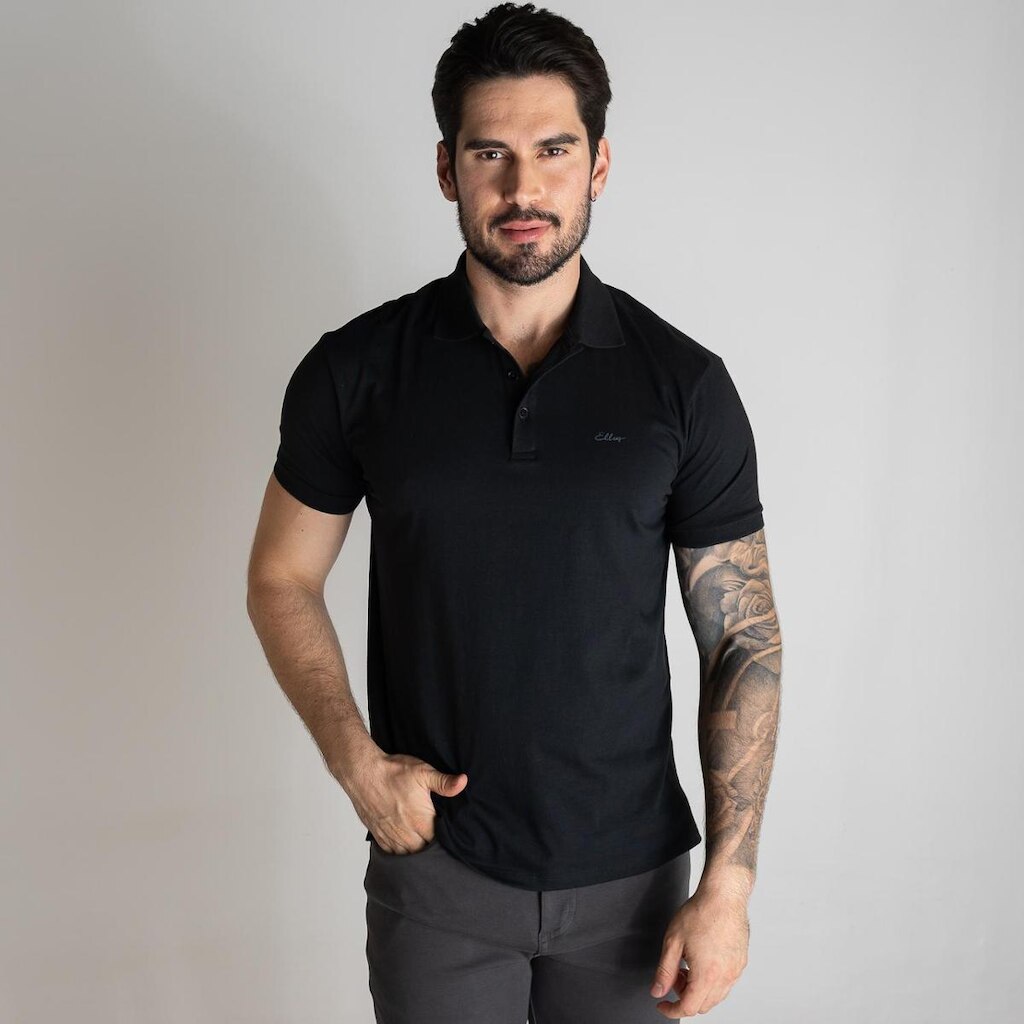 Camisa Polo Ellus Algodão Pima Preto