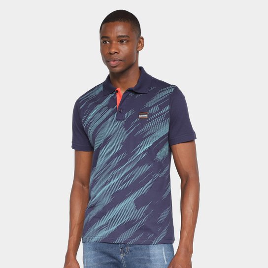 Camisa Polo Fatal Estampada Blur Masculina - Azul Navy Menor preço em Camisa Polo Fatal Estampada Blur Masculina - Azul Navy