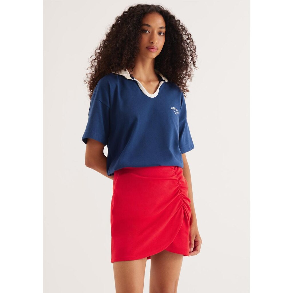 Camisa Polo Feminina Oversized Em Malha Binada