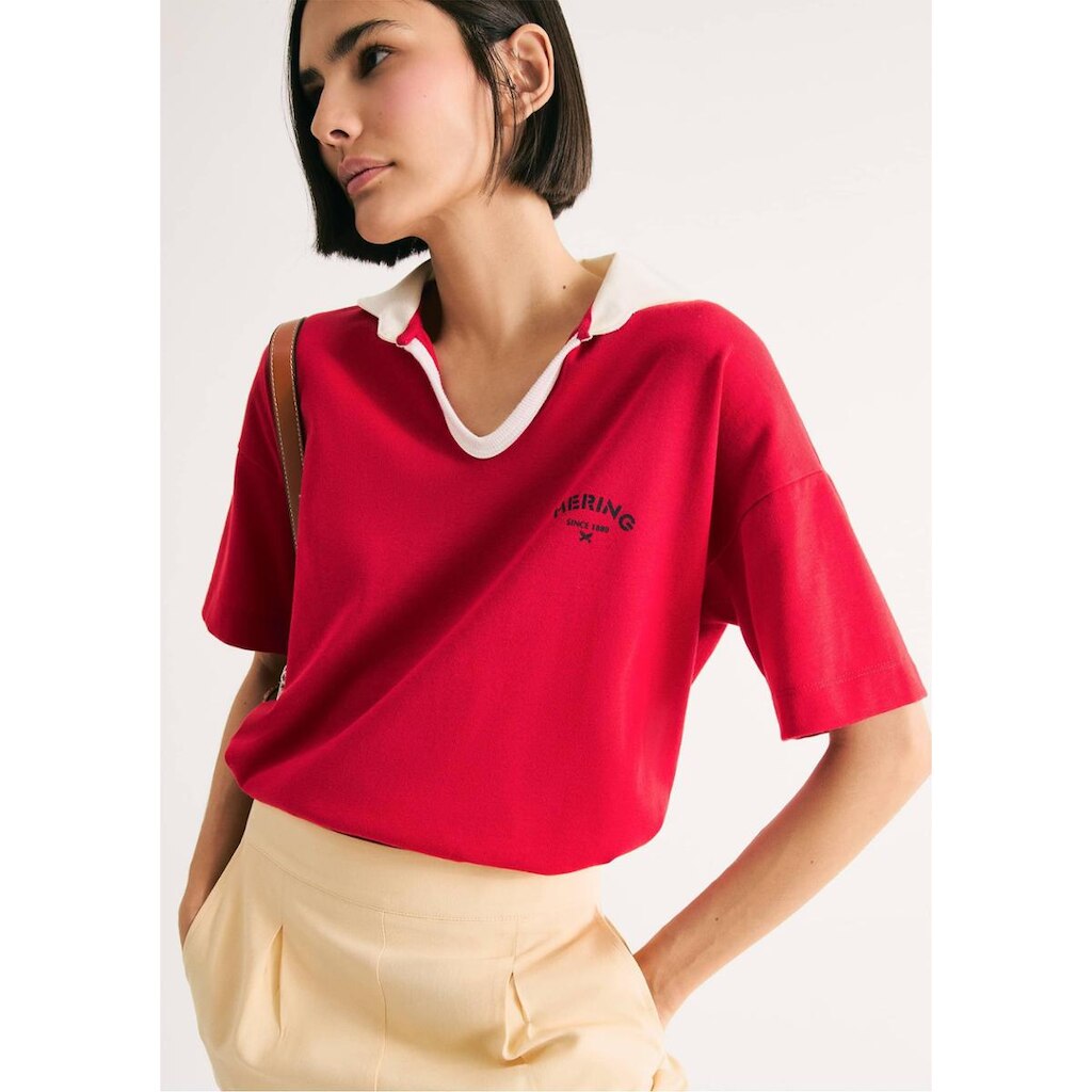 Camisa Polo Feminina Oversized Em Malha Binada