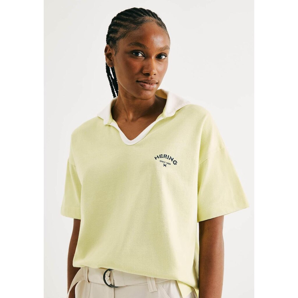 Camisa Polo Feminina Oversized Em Malha Binada