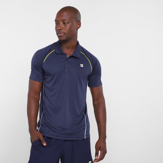 Camisa Polo Fila Cinci Masculina - Marinho+Verde Limão Menor preço em Camisa Polo Fila Cinci Masculina - Marinho+Verde Limão