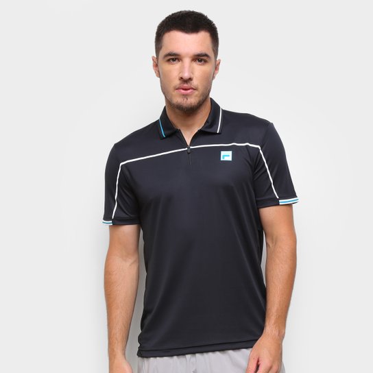 Camisa Polo Fila Fine Striped Masculina - Preto Menor preço em Camisa Polo Fila Fine Striped Masculina - Preto