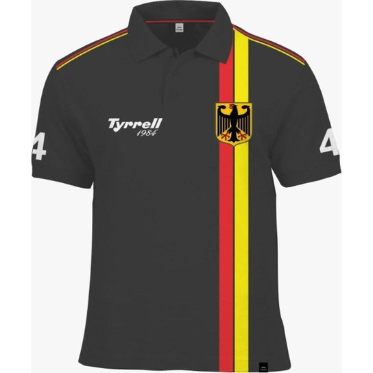 Camisa Polo Fórmula Retrô Tyrrell Bellof Masculina - Preto Menor preço em Camisa Polo Fórmula Retrô Tyrrell Bellof Masculina - Preto