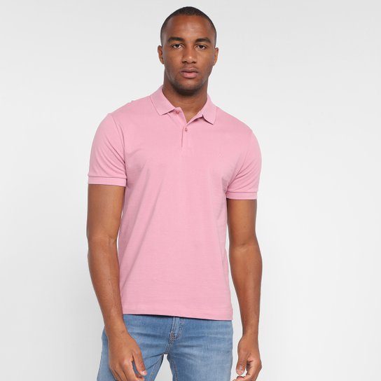 Camisa Polo Forum Piquet Masculina - Rosa Menor preço em Camisa Polo Forum Piquet Masculina - Rosa