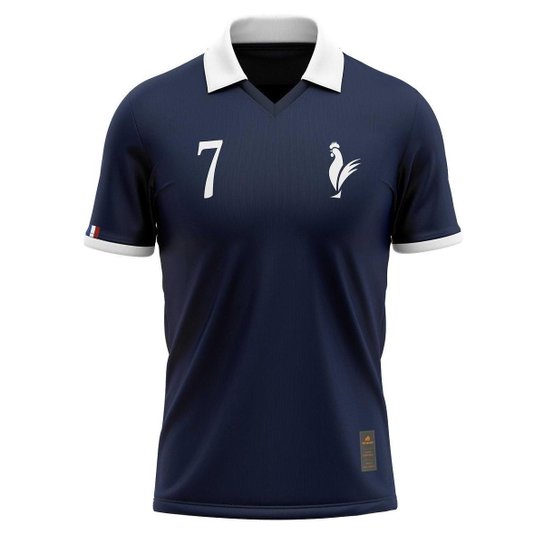 Camisa Polo França Sete Copa Collection Piquet Rinno Classicos - Azul Menor preço em Camisa Polo França Sete Copa Collection Piquet Rinno Classicos - Azul