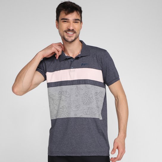Camisa Polo Gangster Folhagem Masculina - Azul Escuro Menor preço em Camisa Polo Gangster Folhagem Masculina - Azul Escuro