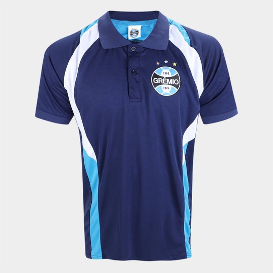 Camisa Polo Grêmio SPR Imortal Masculina - Azul Turquesa+Marinho Menor preço em Camisa Polo Grêmio SPR Imortal Masculina - Azul Turquesa+Marinho