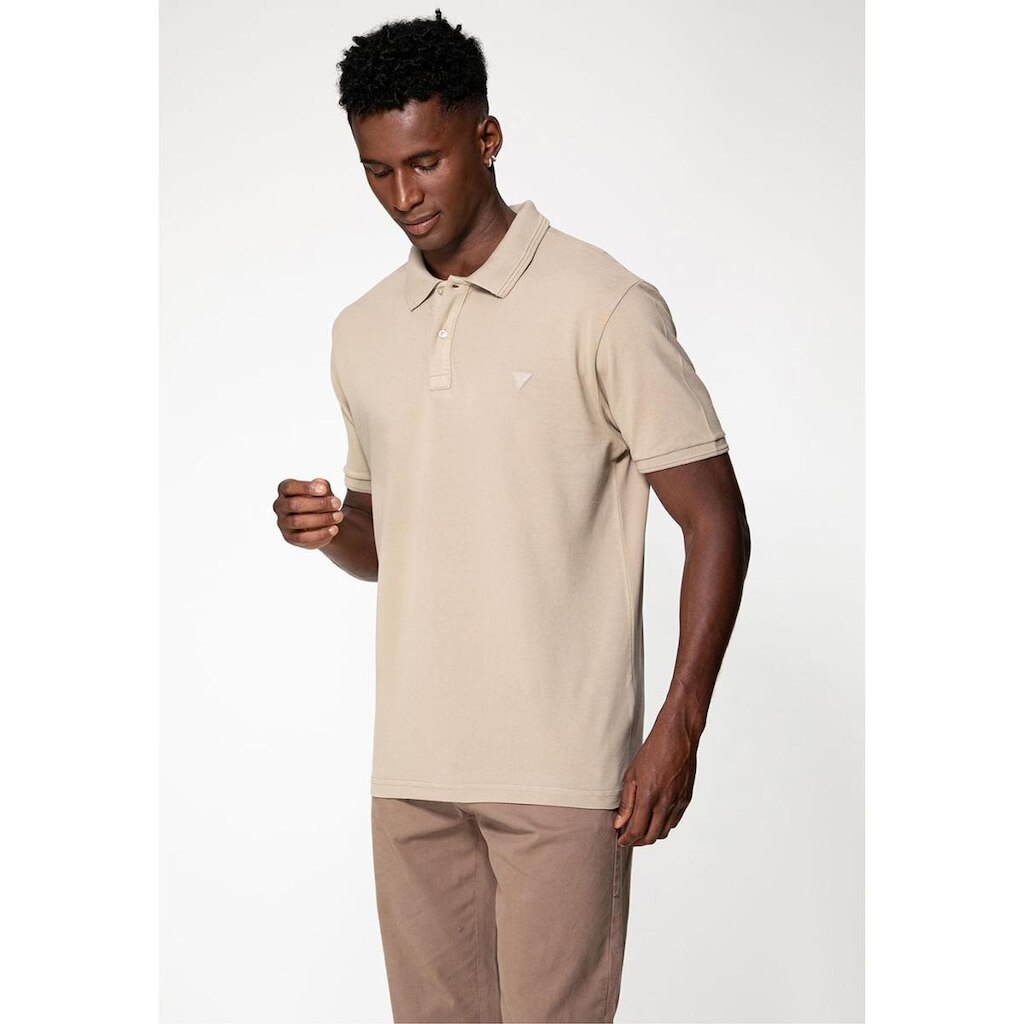 Camisa Polo Guess Silk Gola Bege