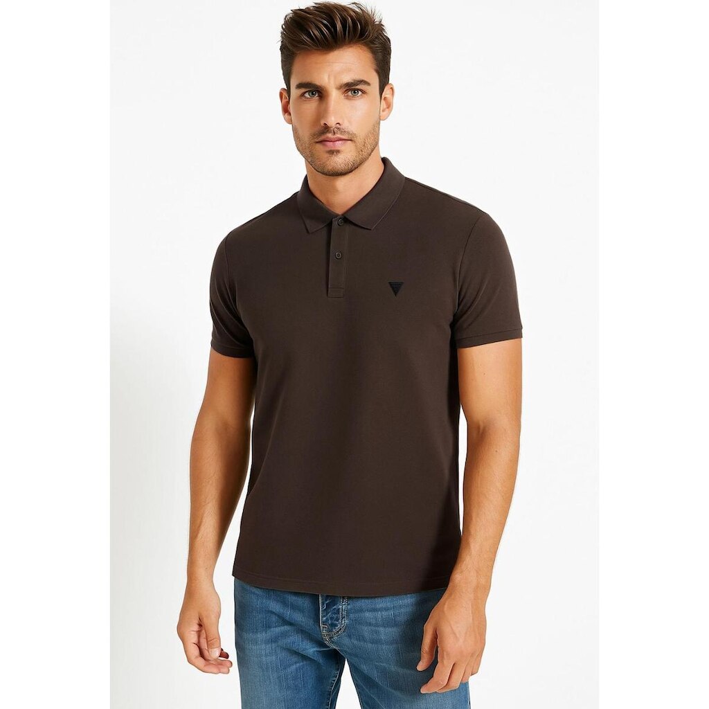 Camisa Polo Guess Waffle Marrom