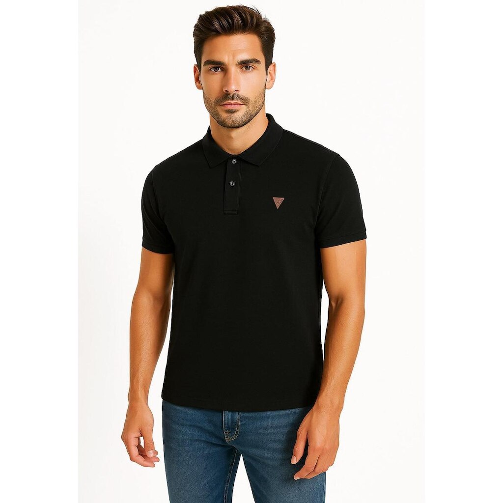 Camisa Polo Guess Waffle Preto