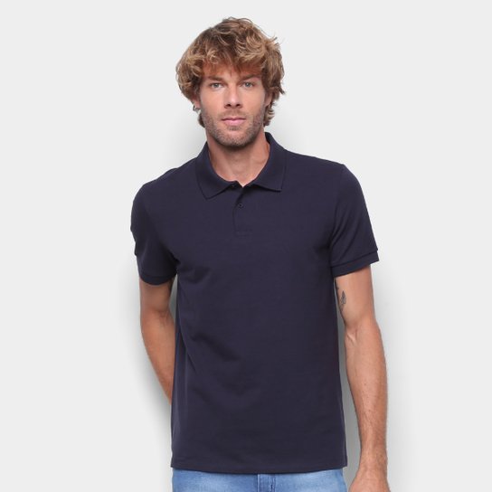 Camisa Polo Hering Básica Masculina - Azul Escuro Menor preço em Camisa Polo Hering Básica Masculina - Azul Escuro