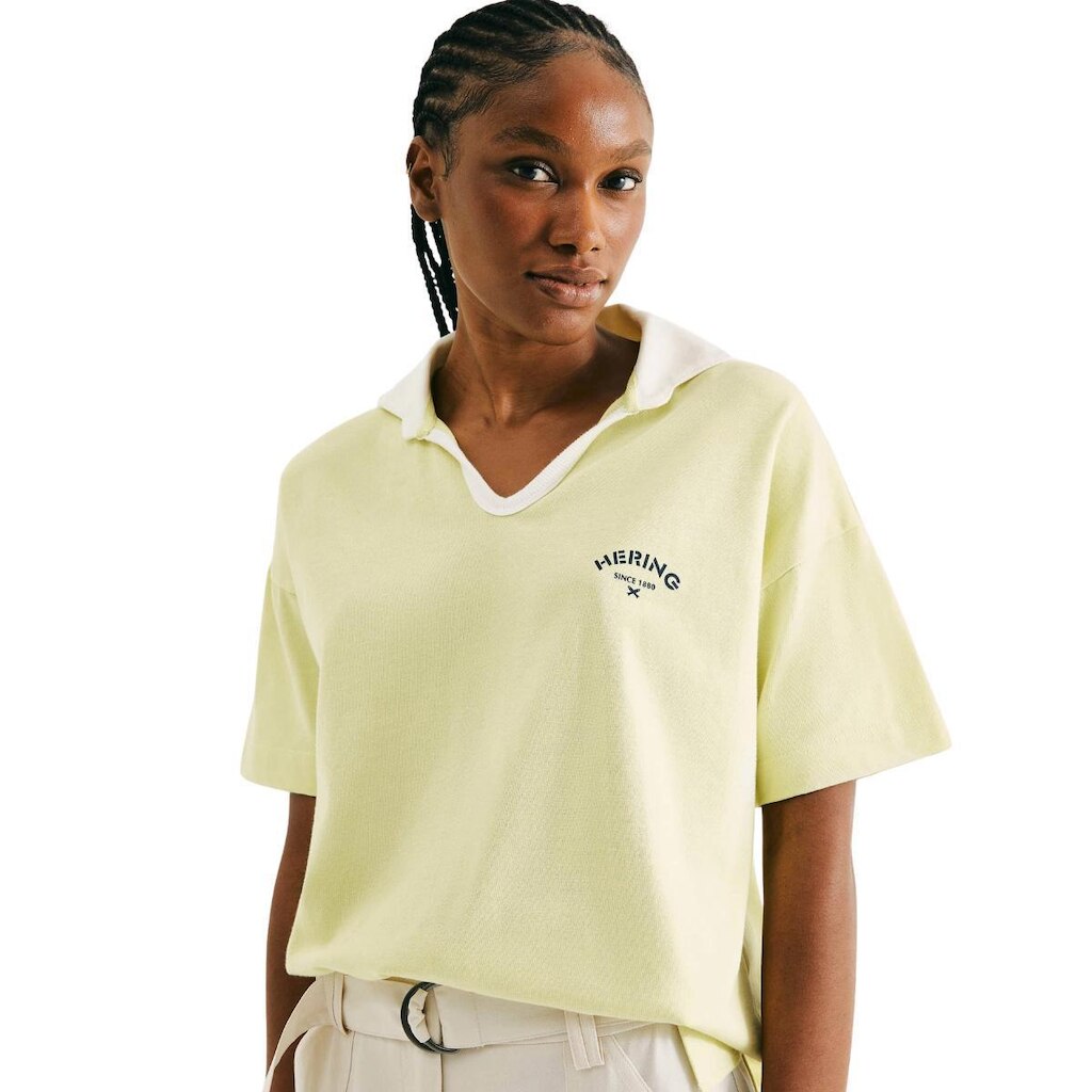 Camisa Polo Hering Feminina Oversized em malha Binada