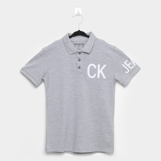 Camisa Polo Infantil Calvin Klein Estonada Masculina - Mescla