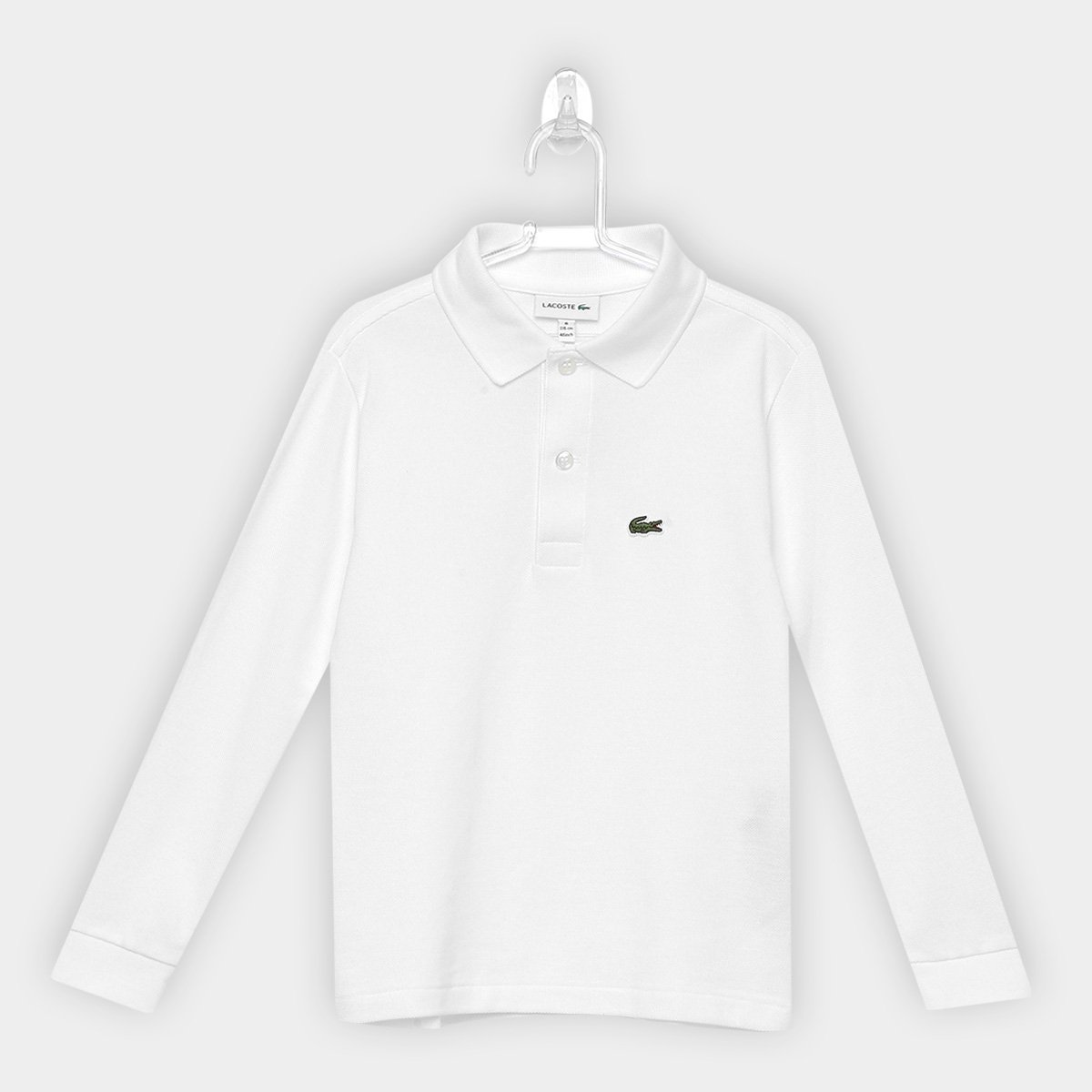Camisa Polo Infantil Lacoste Manga Longa Masculina Branco Netshoes