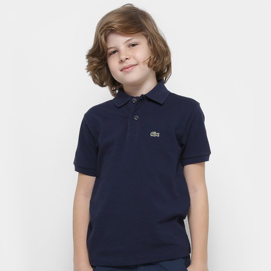 Camisa Polo Infantil Lacoste Masculina - Azul Escuro Menor preço em Camisa Polo Infantil Lacoste Masculina - Azul Escuro
