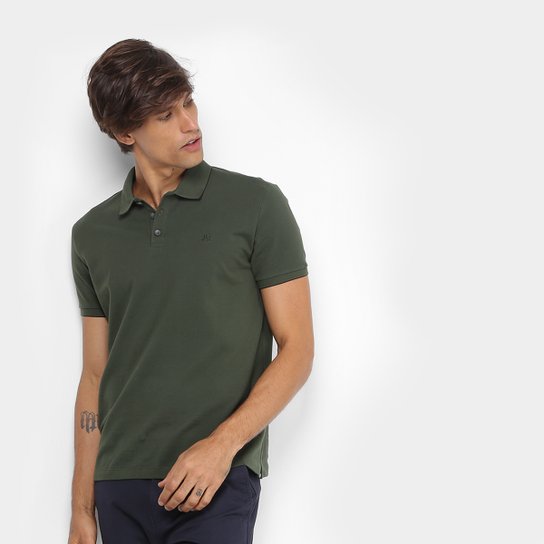 Camisa Polo Jab Piquet Friso Masculina - Verde Militar Menor preço em Camisa Polo Jab Piquet Friso Masculina - Verde Militar
